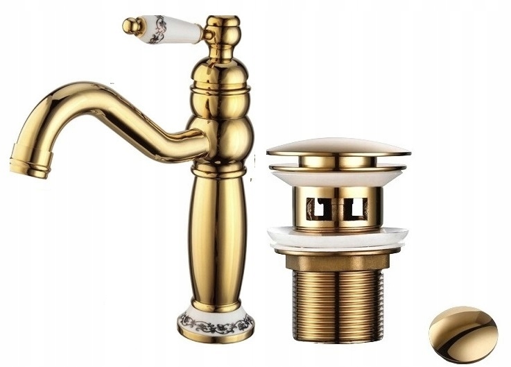 Umývadlová batéria Retro Gold korok Klik Klak