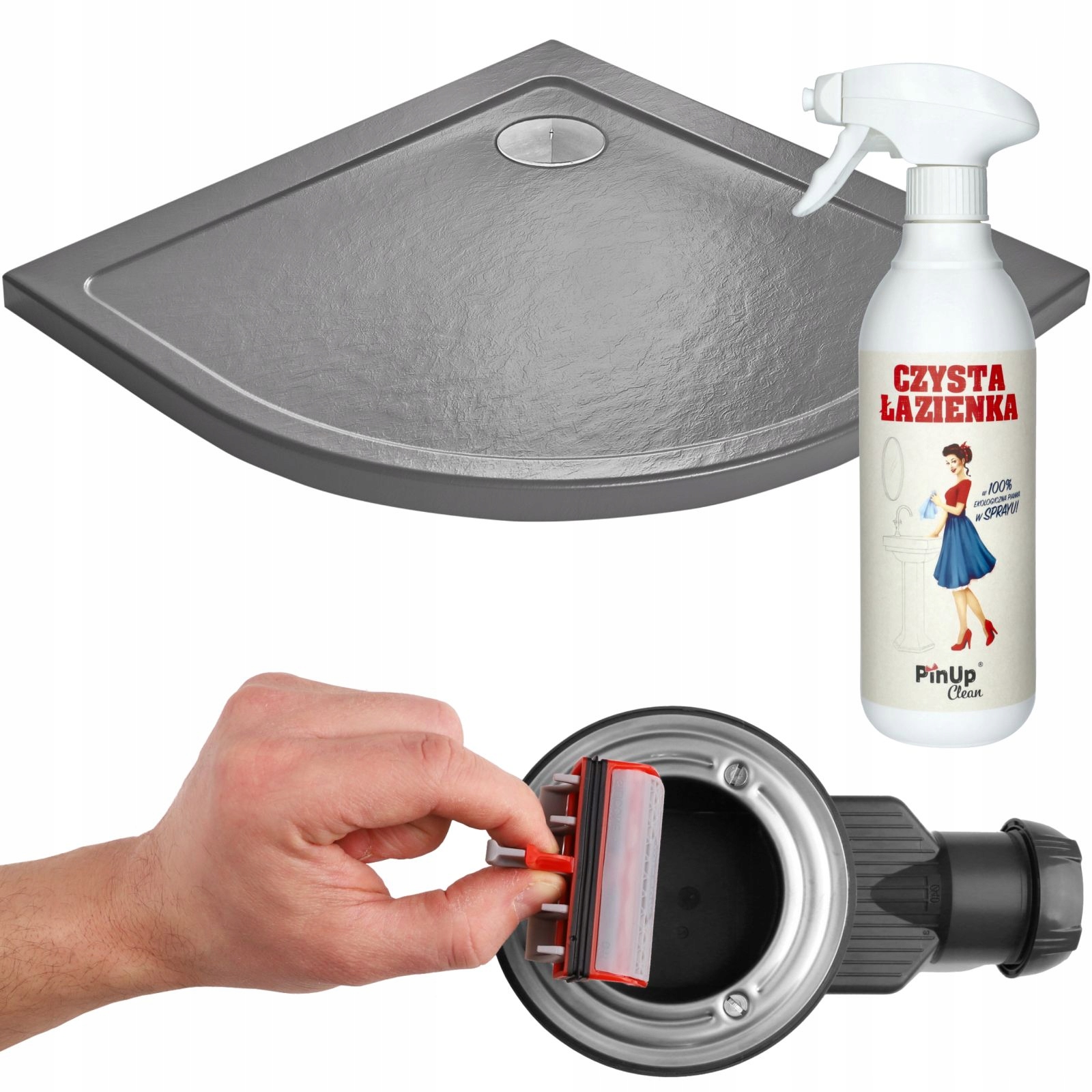 Brodzik prysznicowy akrylowy wysoki Doros A Stone antracyt 80x80 Ultra Slim