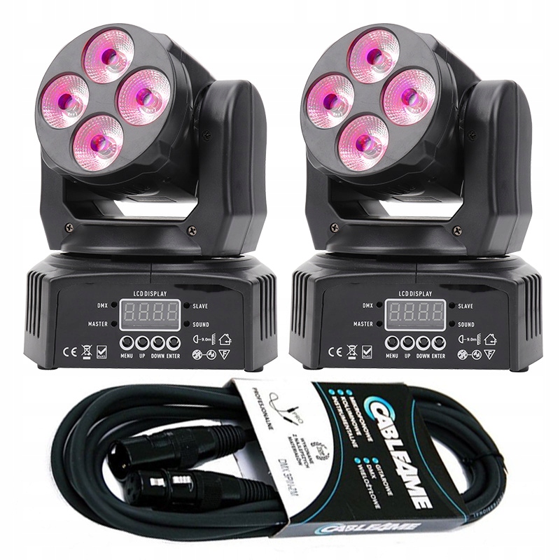 Sada 2x Pohyblivá Hlava Led Par Estradové Osvětlení 4x8W Rgbw