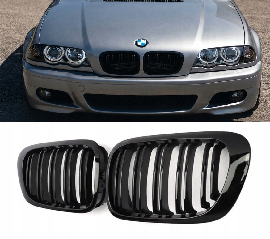 Bmw E46 Coupe Cabrio Predlift 1999-2003 Predná Mriežka Nárazníka predný nárazník atrapa Čierny lesk