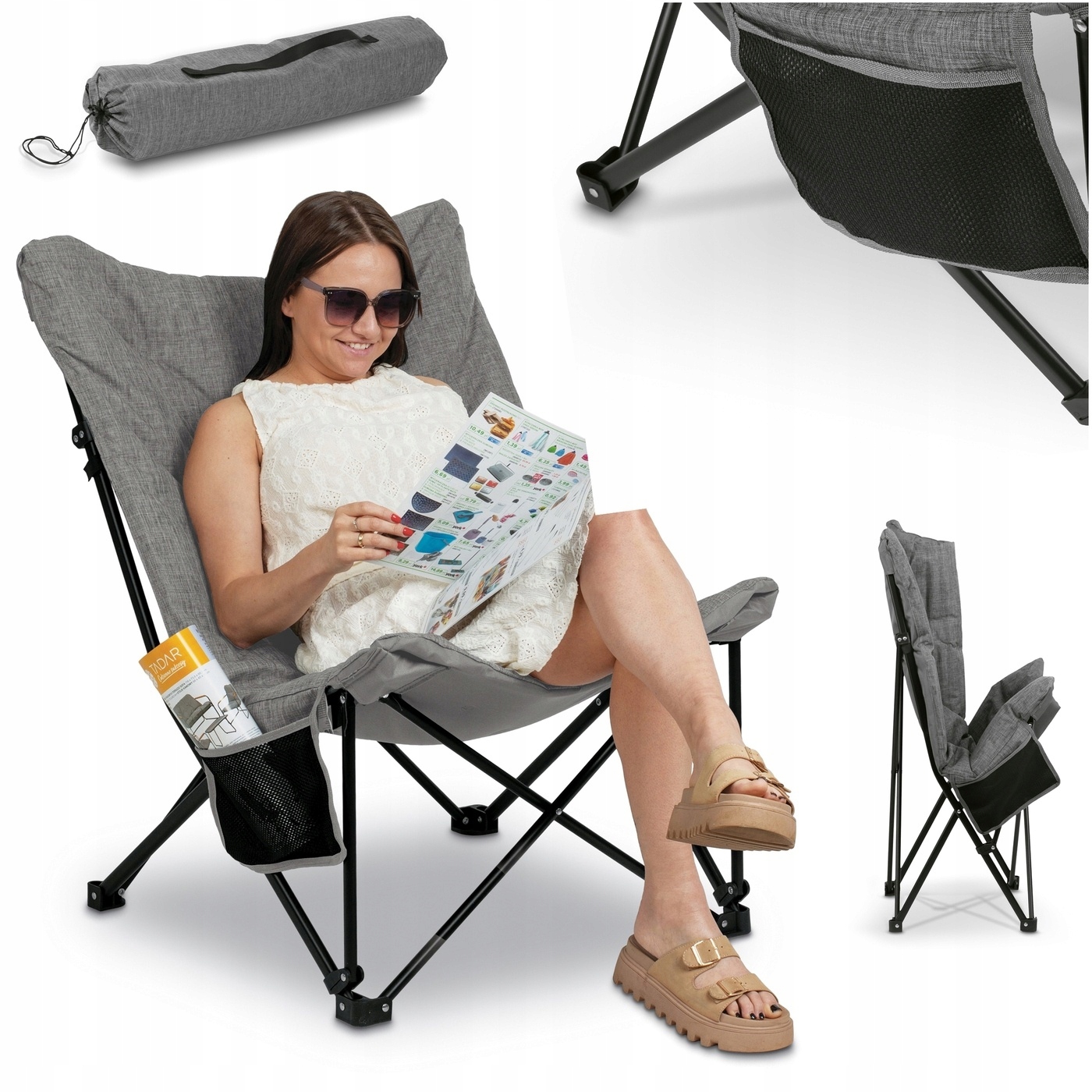 Krzesło Wędkarskie Kemping Fotel Turystyczny na Ryby Tadar Relax 83x75x91