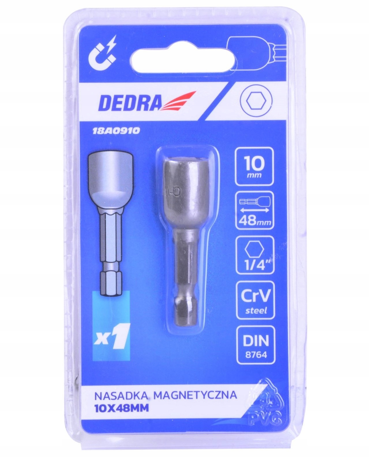 DEDRA NASADKA MAGNETYCZNA 10X48MM 1/4'' 18A0910