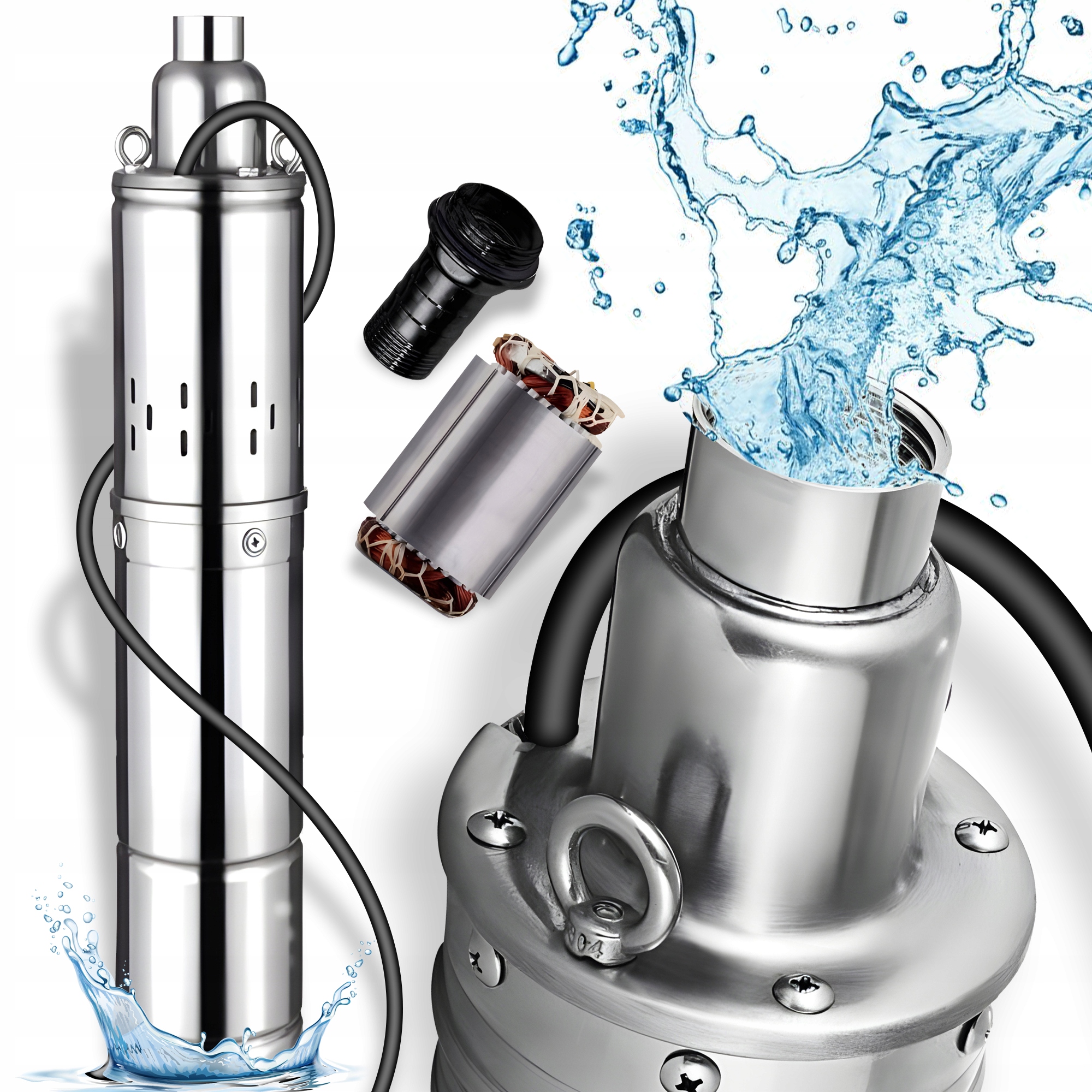 POMPA GŁĘBINOWA DO WODY CZYSTEJ DO STUDNI WYDAJNA MOCNA STAL 4" CALOWA