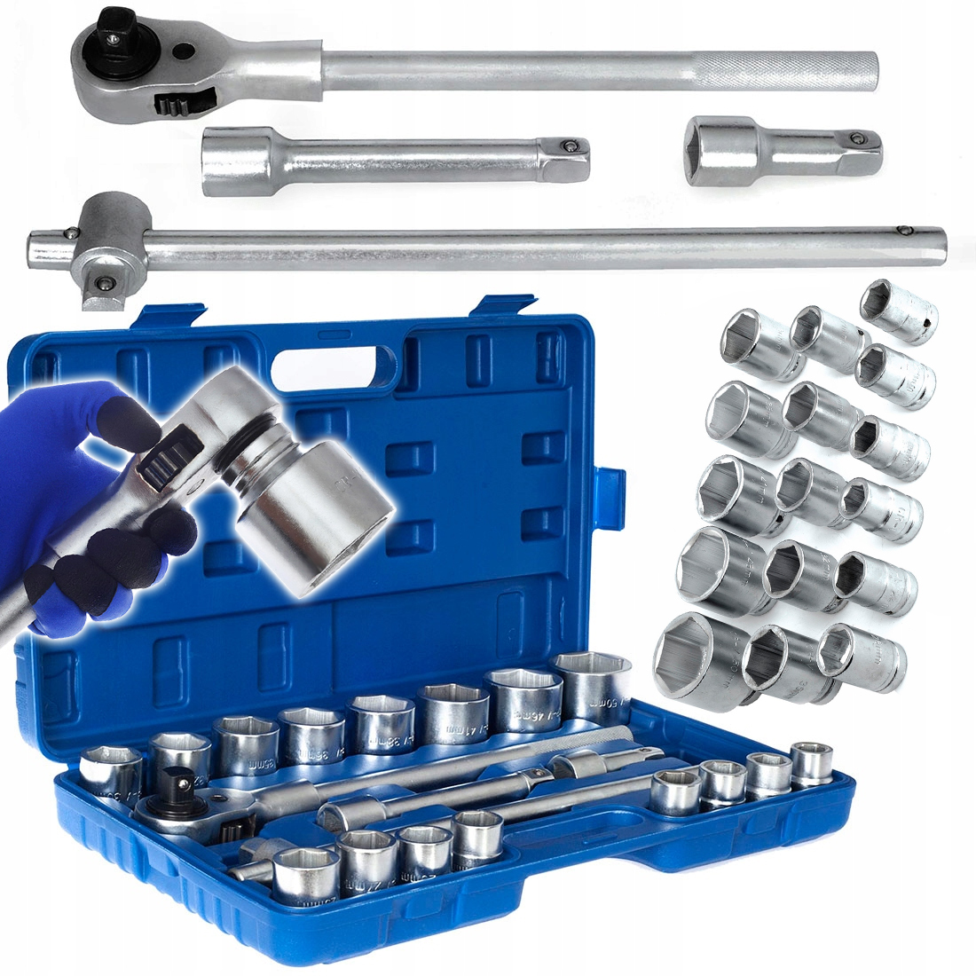 Klucze Nasadowe 21EL 3/4 Duże Nasadki Tir Kute Ze Stali Crv