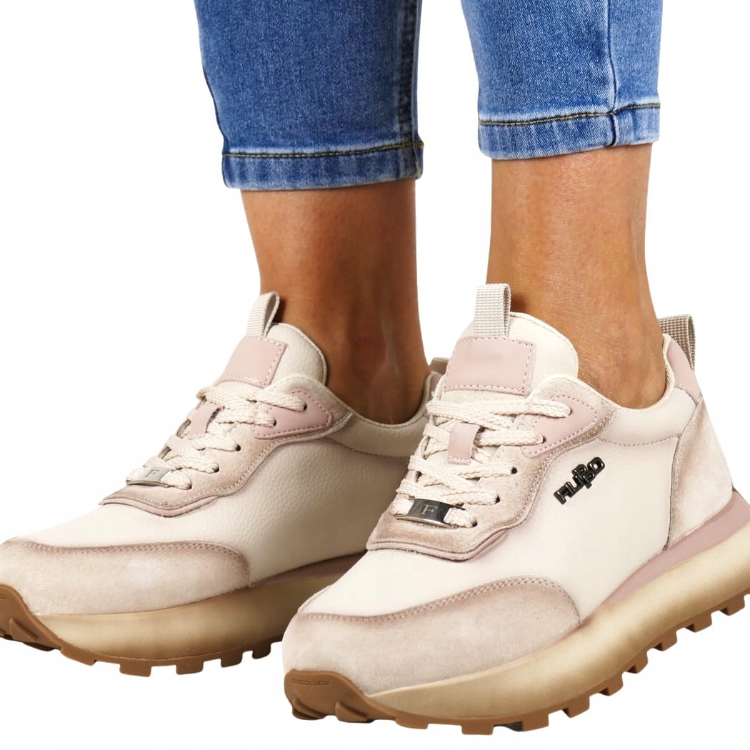 Dámské Polobotky Kožené Béžové Růžové S Tlustou Podrážkou, Velikost 37