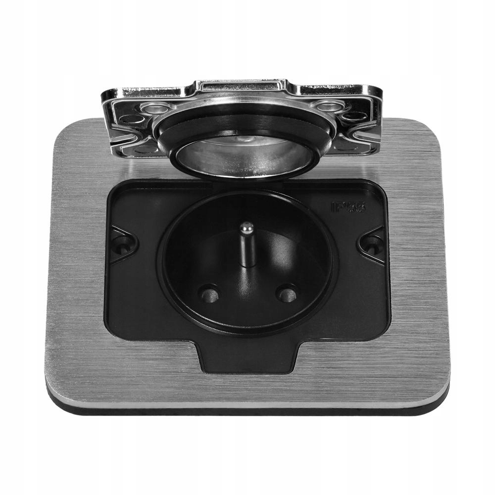 Hermetická elektrická zásuvka, IP55, úhel otevření 110 st. hliníku