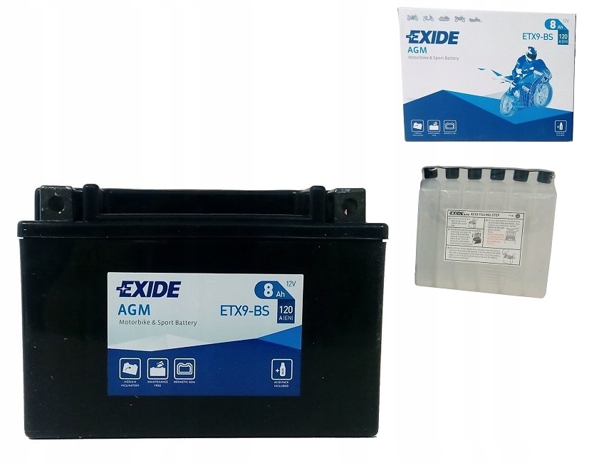 Akumulator ETX9-BS/YTX9-BS 12V 8Ah 120A Exide Agm