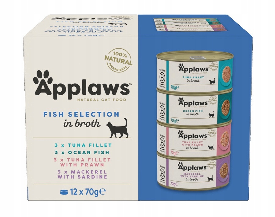 Levně Applaws Fish Selection in Broth mokré krmivo pro kočky multisada 12 x 70 g