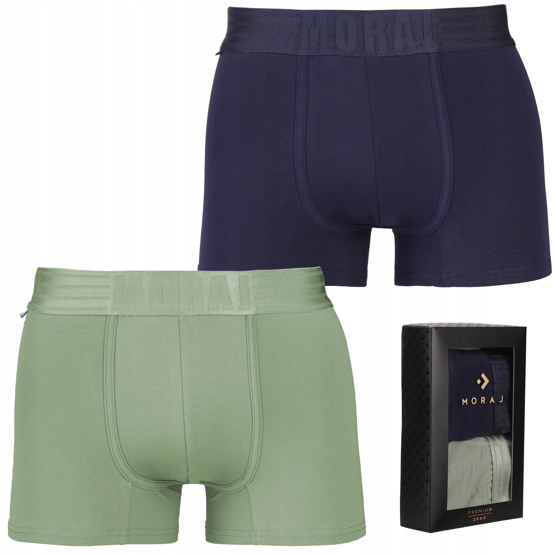 BOKSERKI MĘSKIE Gładkie Premium 2 Pak MORAJ r. L