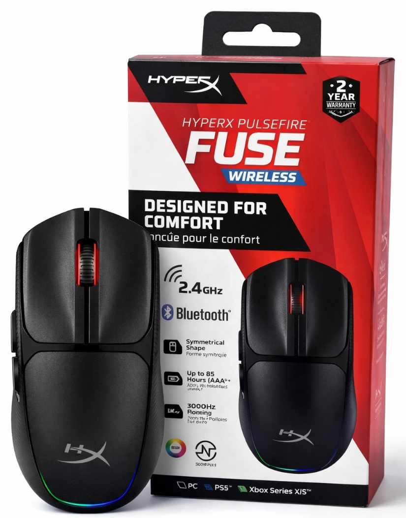Bezdrátová Myš Herní Myš HyperX Pulsefire Fuse Usb 2.4 GHz černá