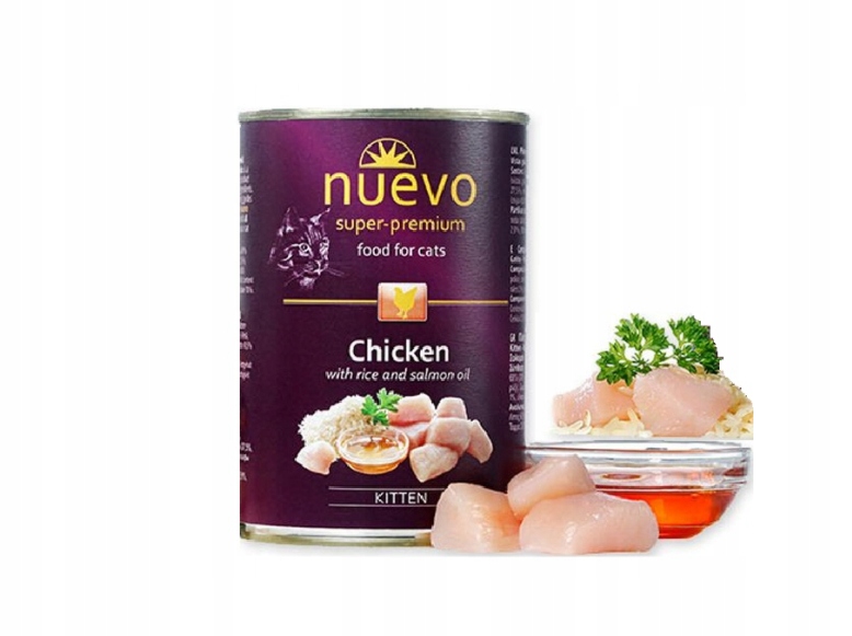 Levně Nuevo Premium konzerva Vlhké krmivo pro koťata Kuře s rýží 12 x 400 g