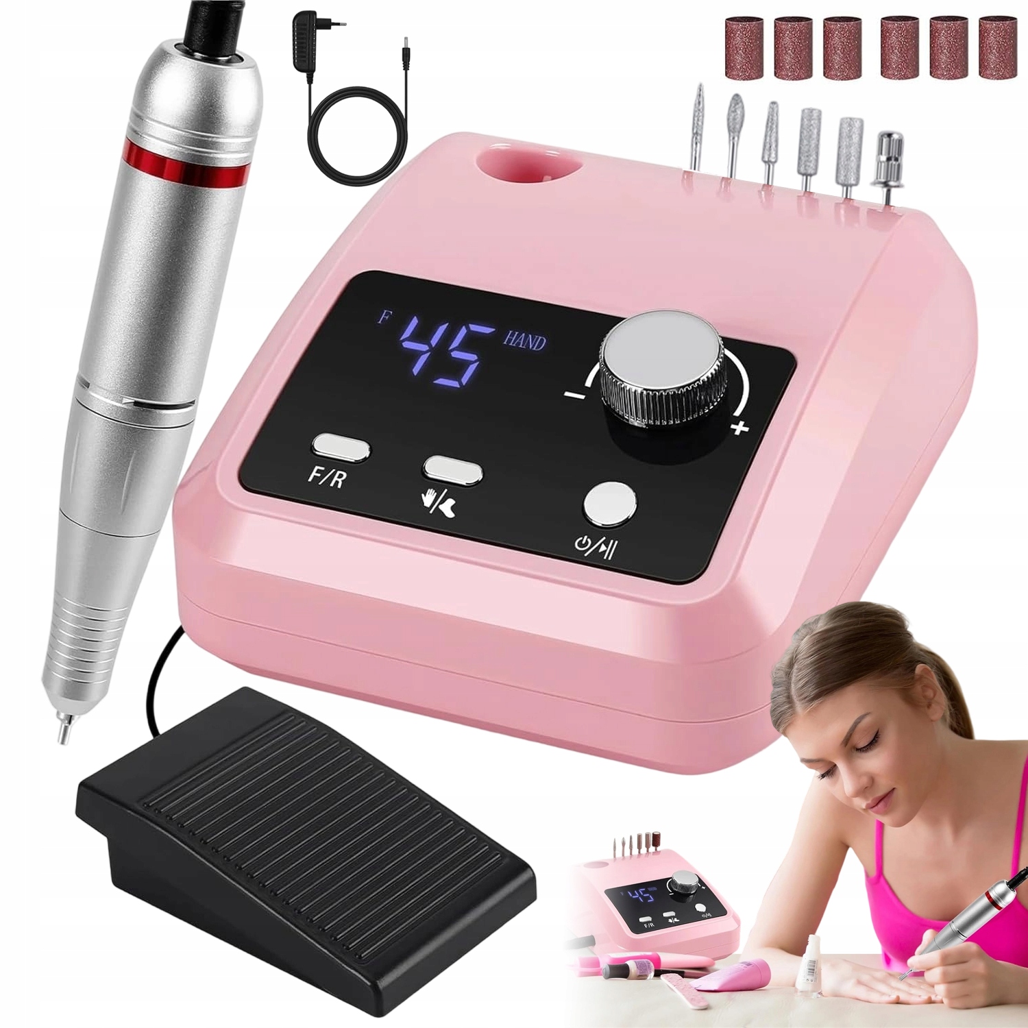 Elektrický Pilník Na Nehty Profesionální S Pedálem A Led Displejem