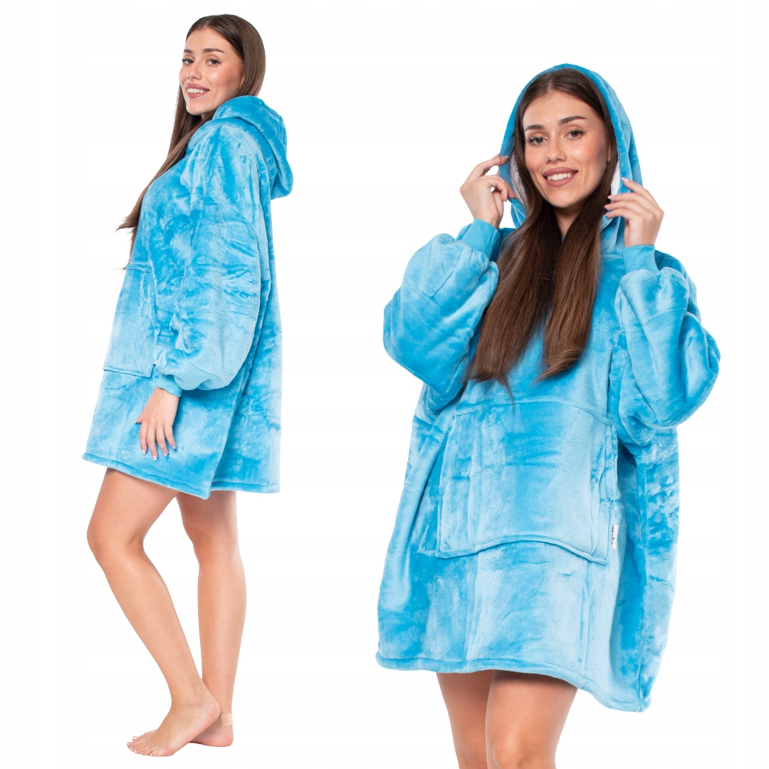 Deka Oversize mikina XXL s kapucí Mikinová Deka šerpa modrá