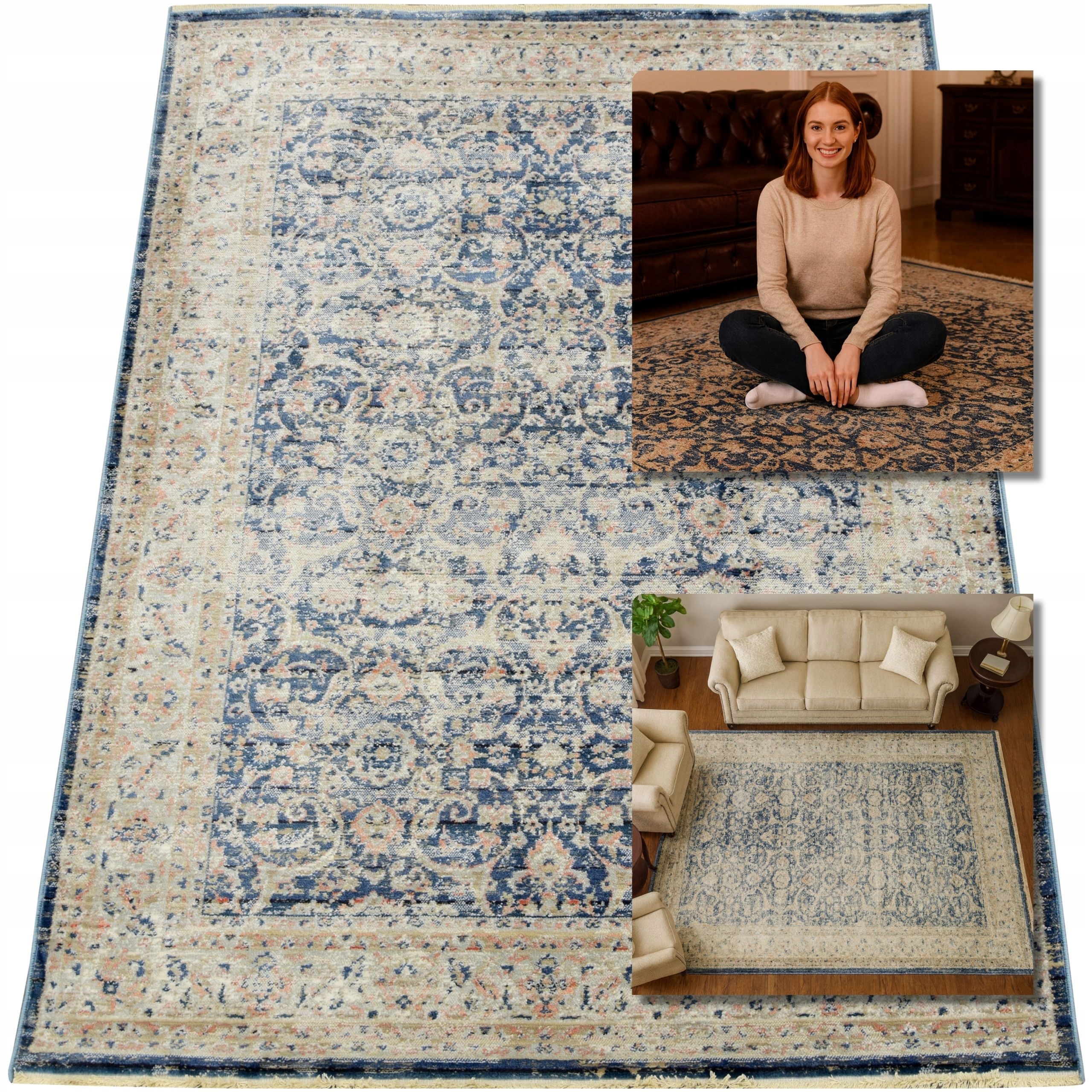 Koberec Klasický Vintage Modrý San Sebastian Koberce Glamour 120x170