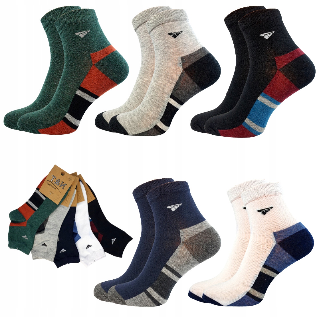 5x BAWEŁNIANE ZAKOSTKI SKARPETY MĘSKIE ROBOCZE MIX