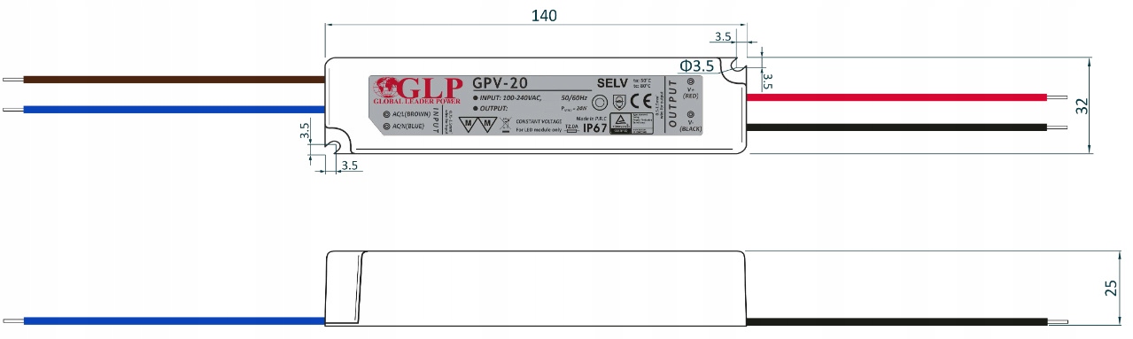 Zasilacz 5V LED DC do taśm 15W 3A WODOORPONY IP67 transformator hermetyczny EAN (GTIN) 5902135112618