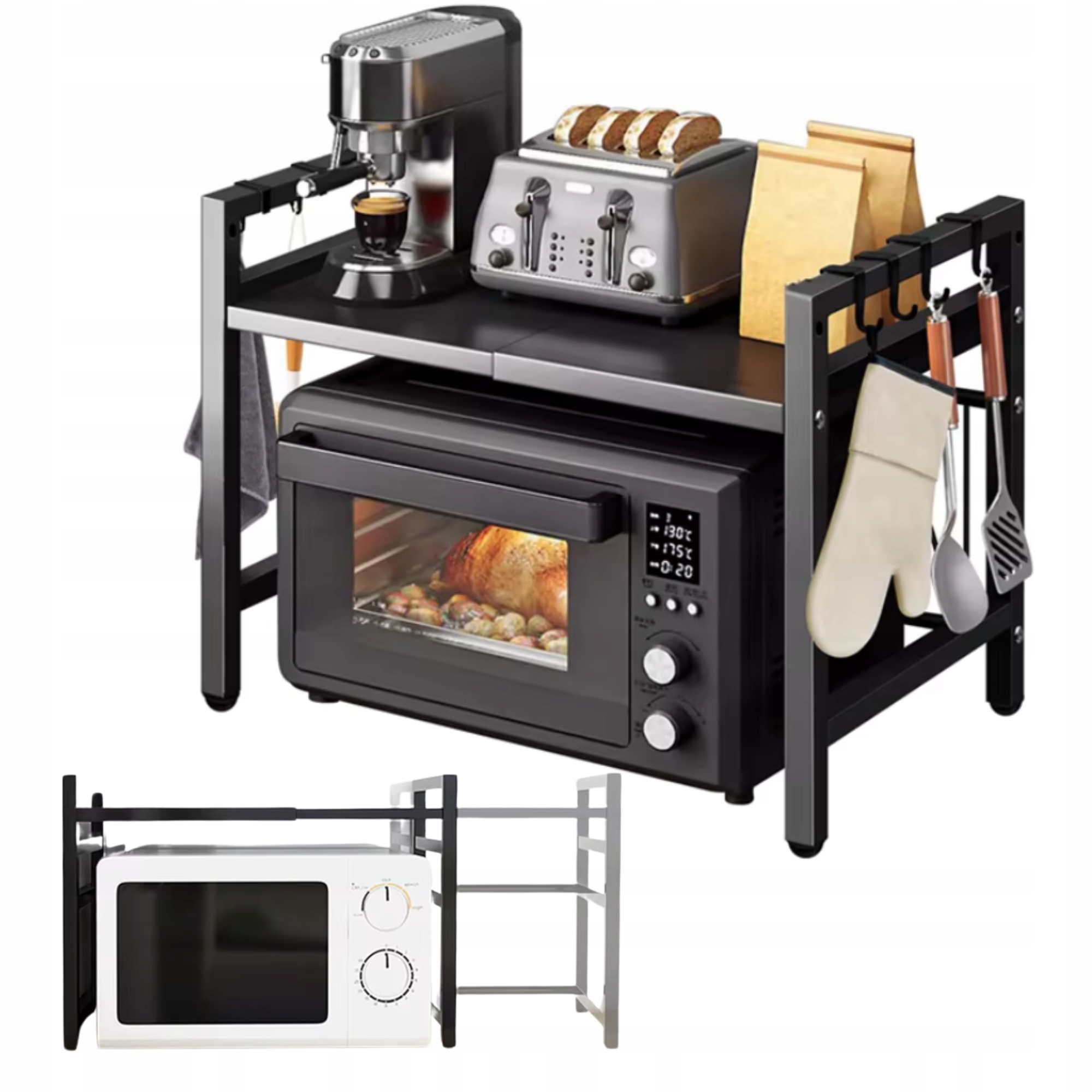 PÓŁKA KUCHENNA STOJAK STELAŻ NAD MIKROFALÓWKĘ TELESKOPOWA REGAŁ