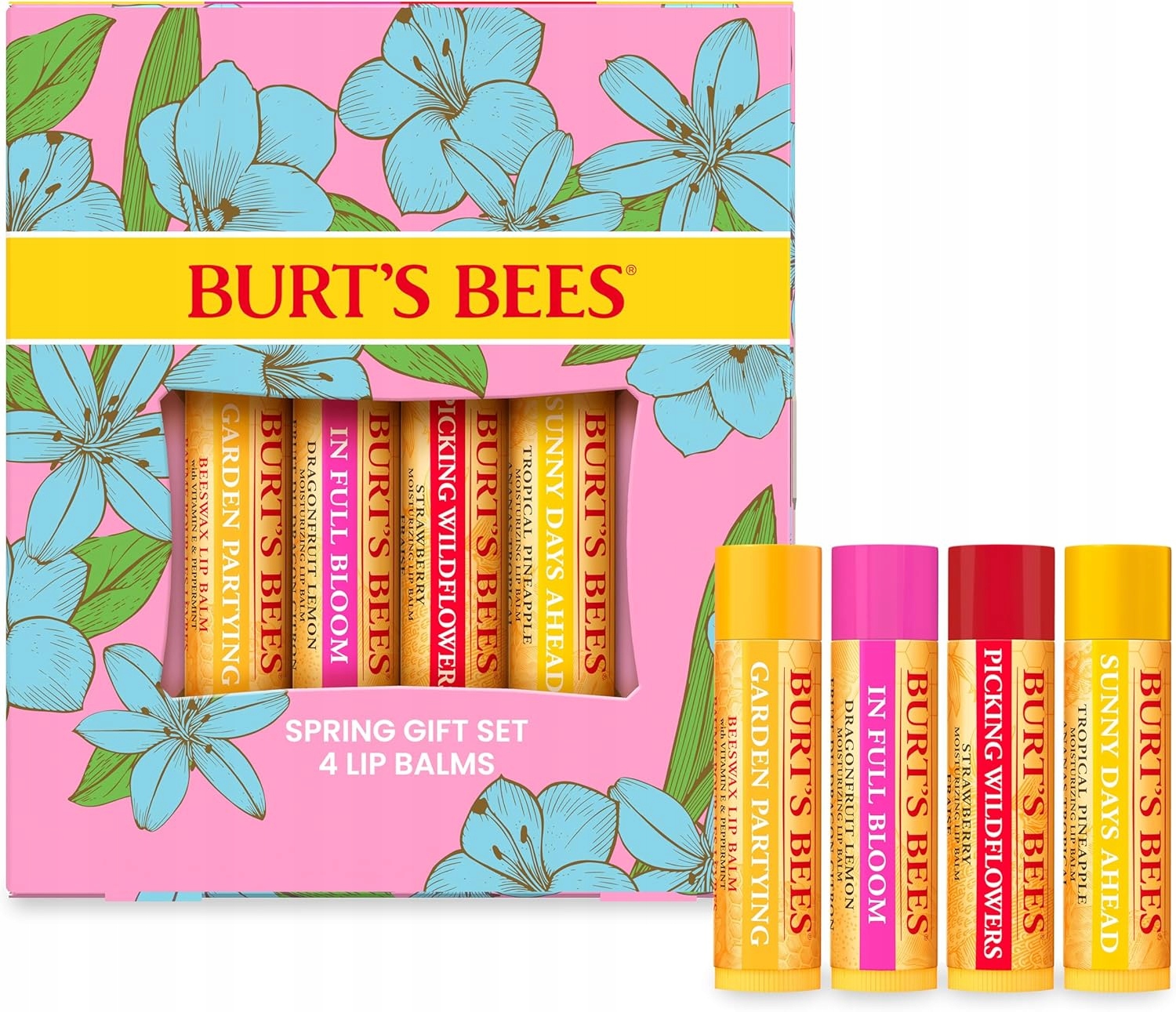 Burt's Bees Dárková Sada 4 přírodních hydratačních balzámů na rty