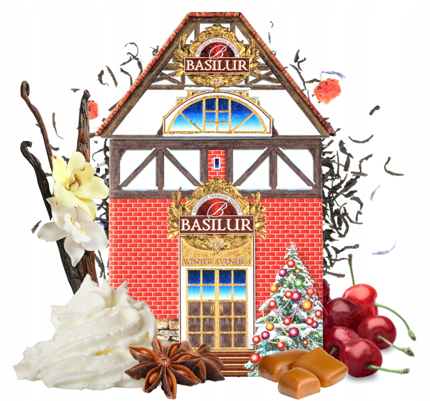 Basilur Winter Avenue 4 herbata czarna Wanilia 100 g liści puszka Domek
