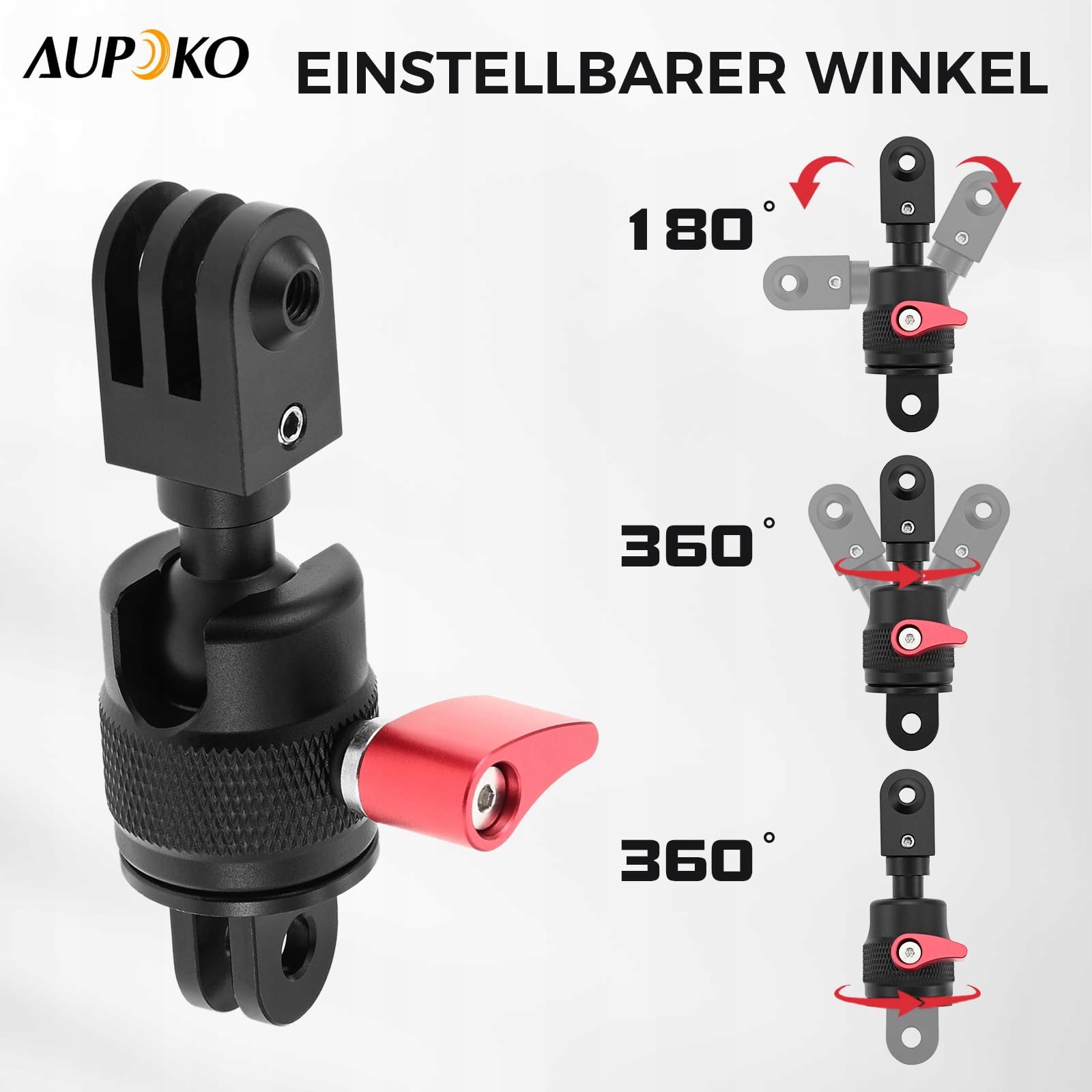 Adapter 360 Stopni Do Kamer Sportowych Aluminiowy Regulowany Mocny Aupoko — miniatura 3