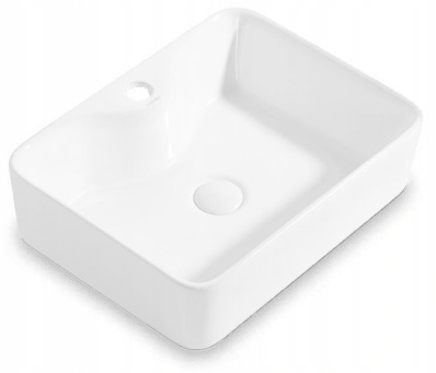 Keramická Umyvadlová Deska Bílá Obdélníková 47 cm x 37 cm Velká