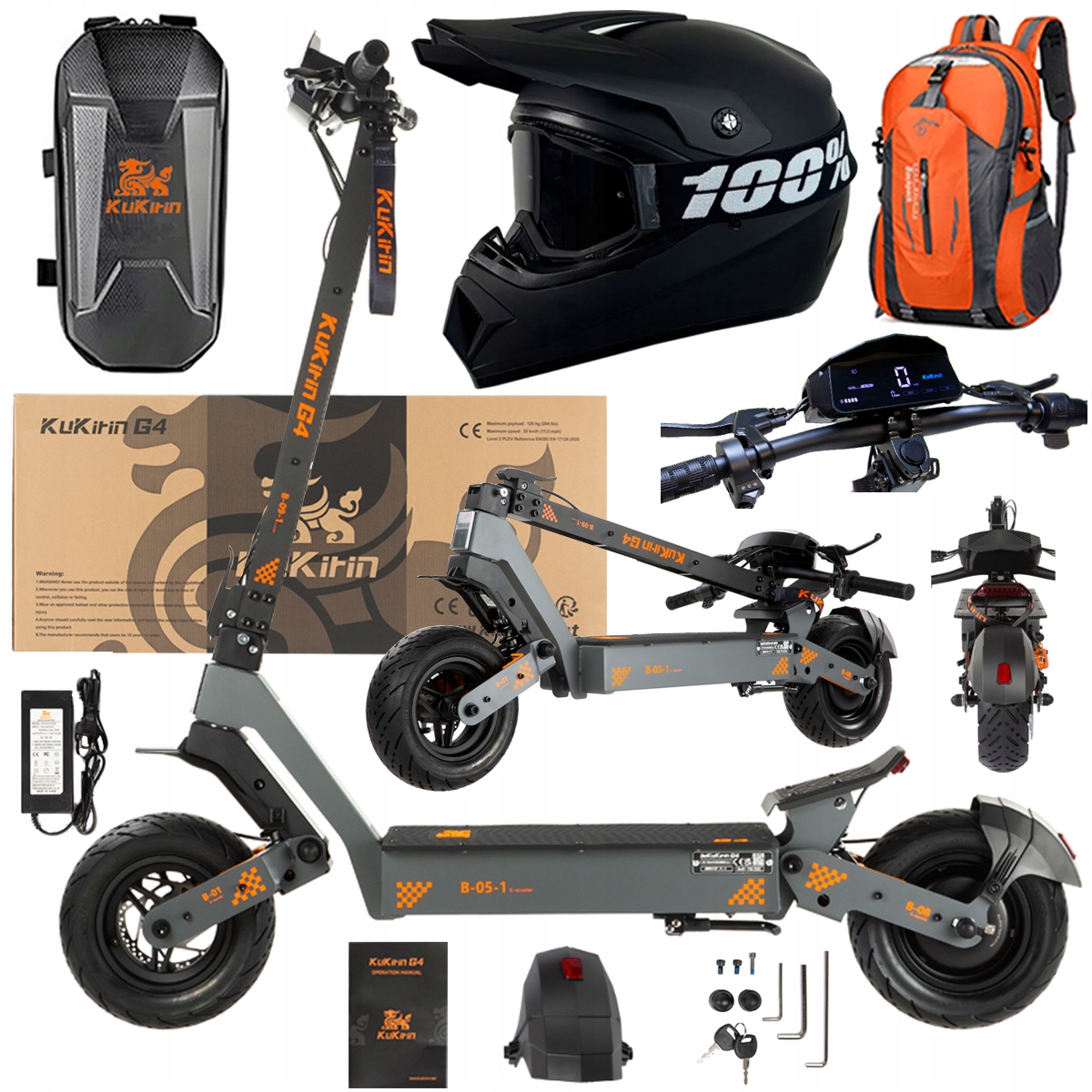 KuKirin G4 Skládací elektrická vozidla 2000W 70KM/H 60V 20Ah 75km Dárek