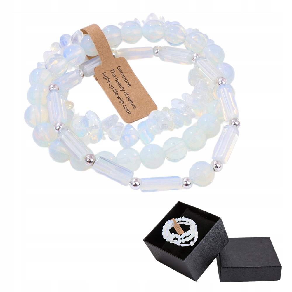Sada 3 x Náramek 5-8 mm Přírodní kámen Opalit Opalite Unisex