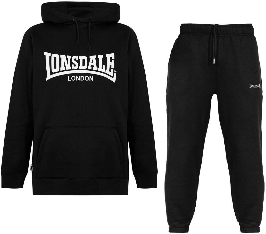 Dres Lonsdale Black komplet bluza spodnie Bawełniany rozmiar XXL 2XL