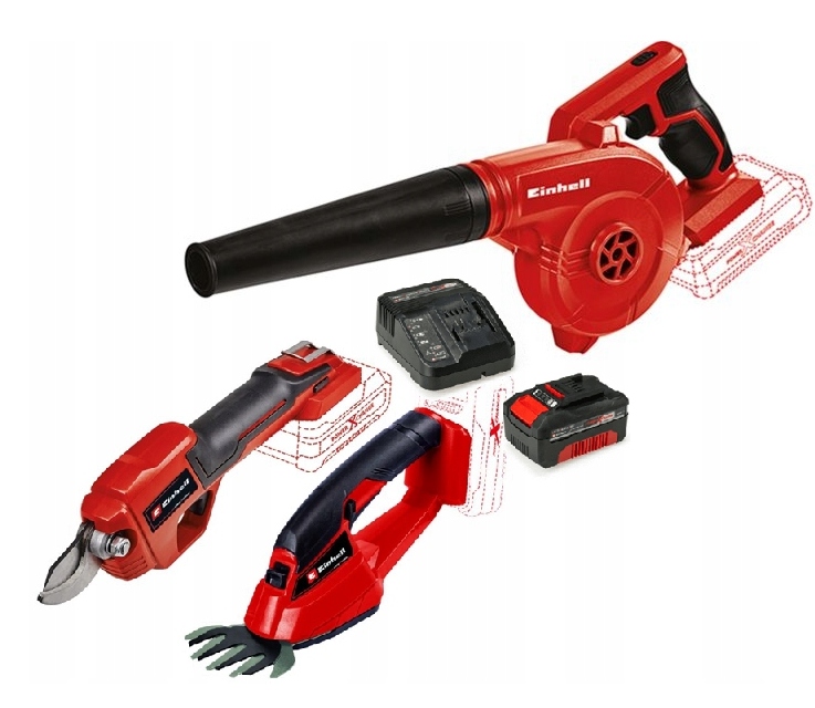 Einhell Sada Elektrického Nářadí Pro Zahradu 4AH 18V Nůžky Na Foukač