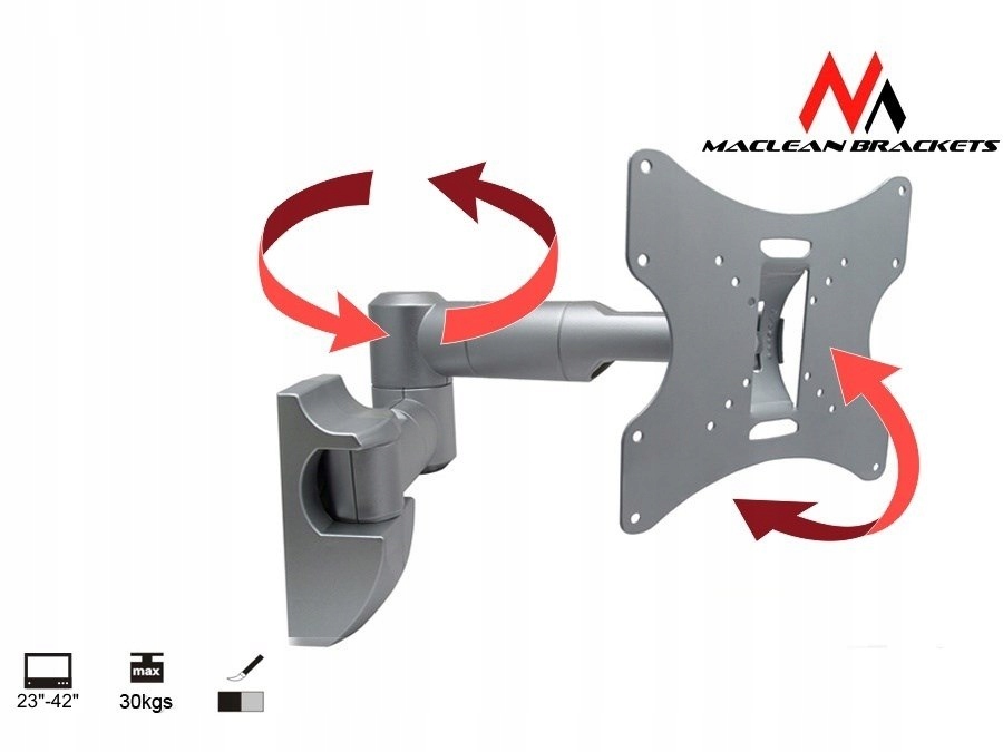 Uchwyt ścienny do monitora Maclean MC-503S (Obrotowy, ścienne, U