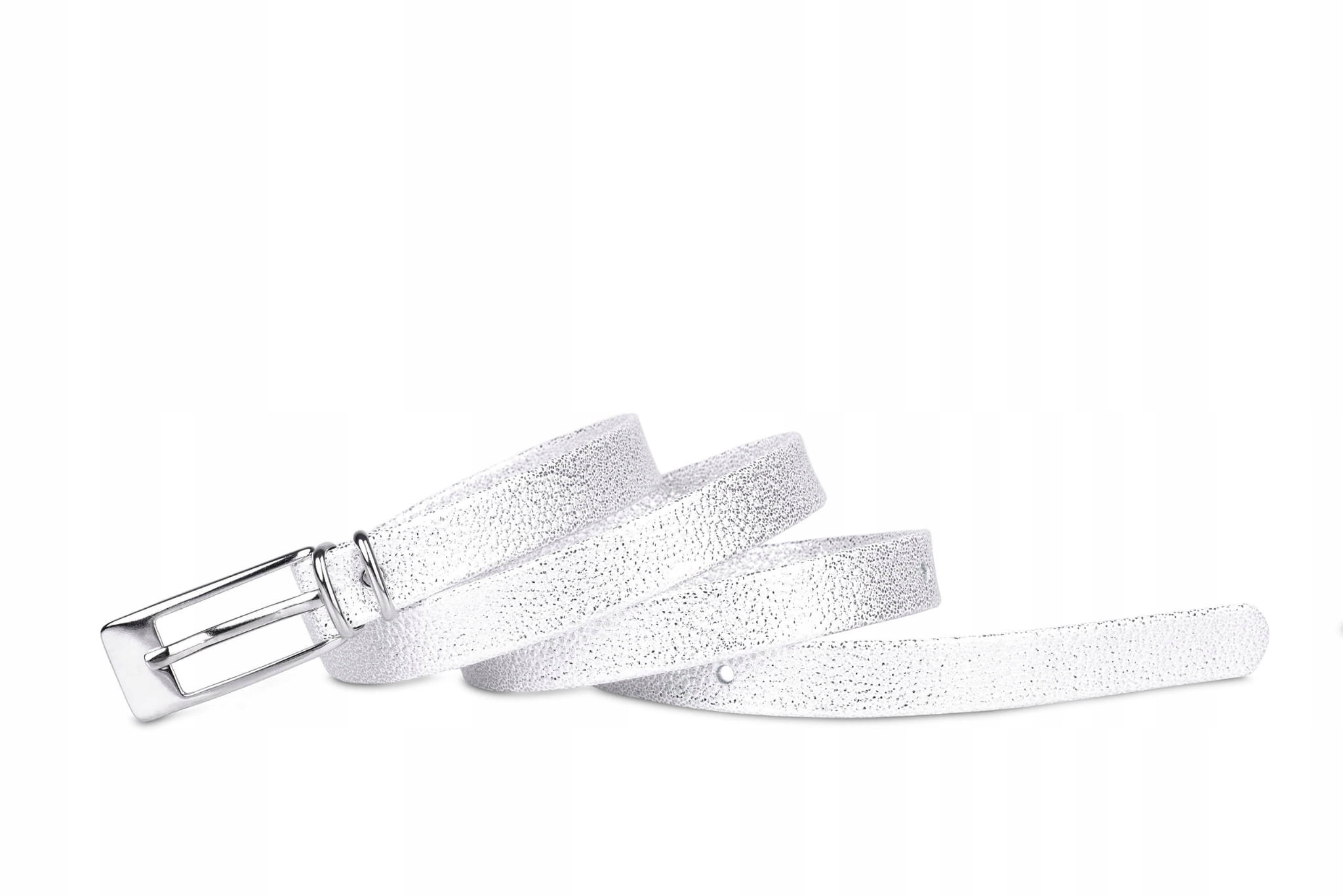 

Pasek damski klasyczny perlisty srebrny 1,5 cm