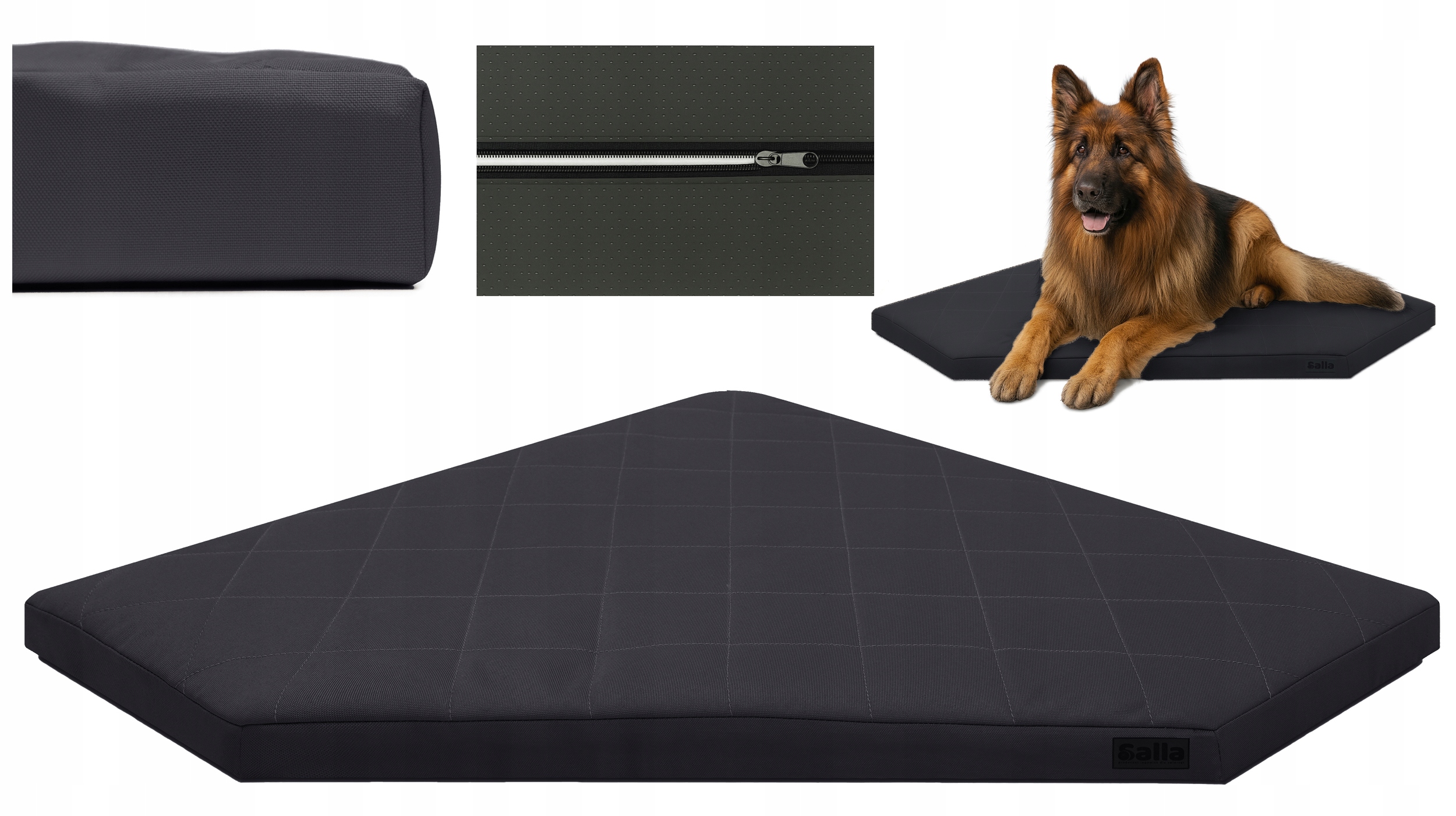 Levně Pelíšek pro psa Voděodolné pěnová matrace se zámkem 110x110 grafit