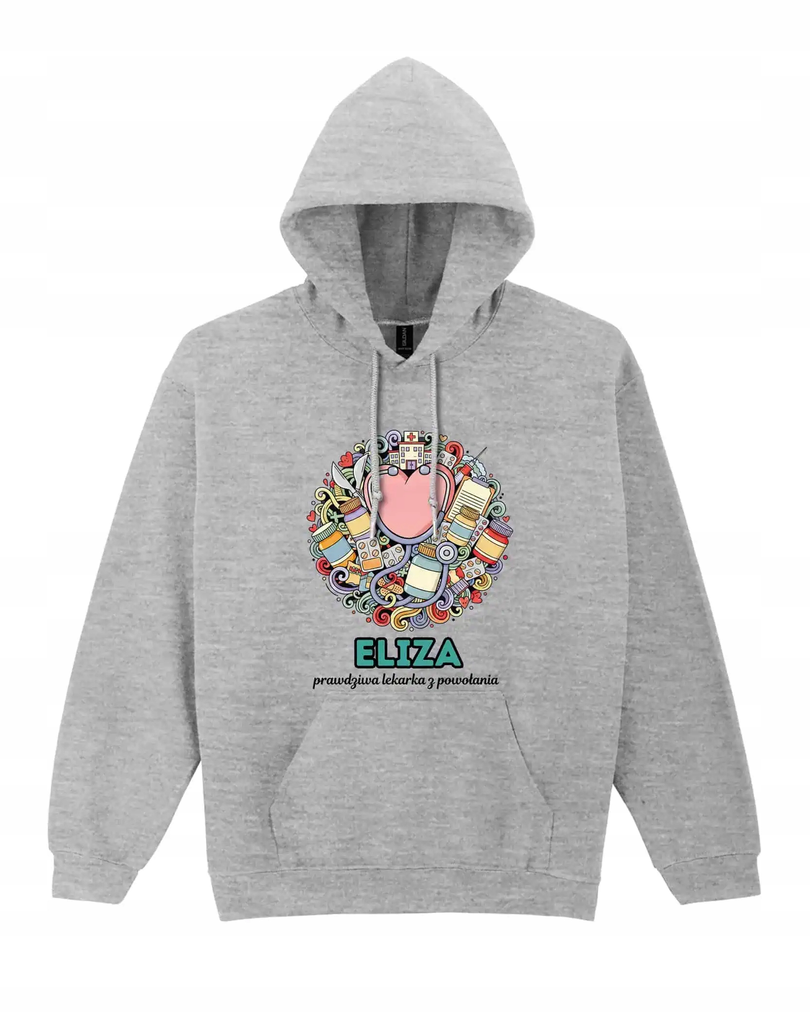 Mikina s kapucí Lékař Personalizovaná Ilustrační Šedá XXL