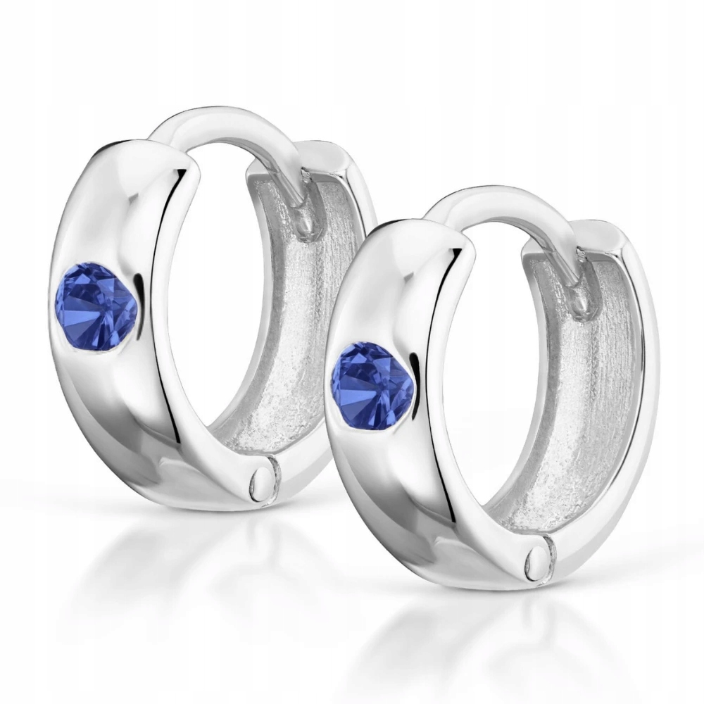 Stříbrné Náušnice Safírový Kámen Zirkon 925 Kolečka Zámek