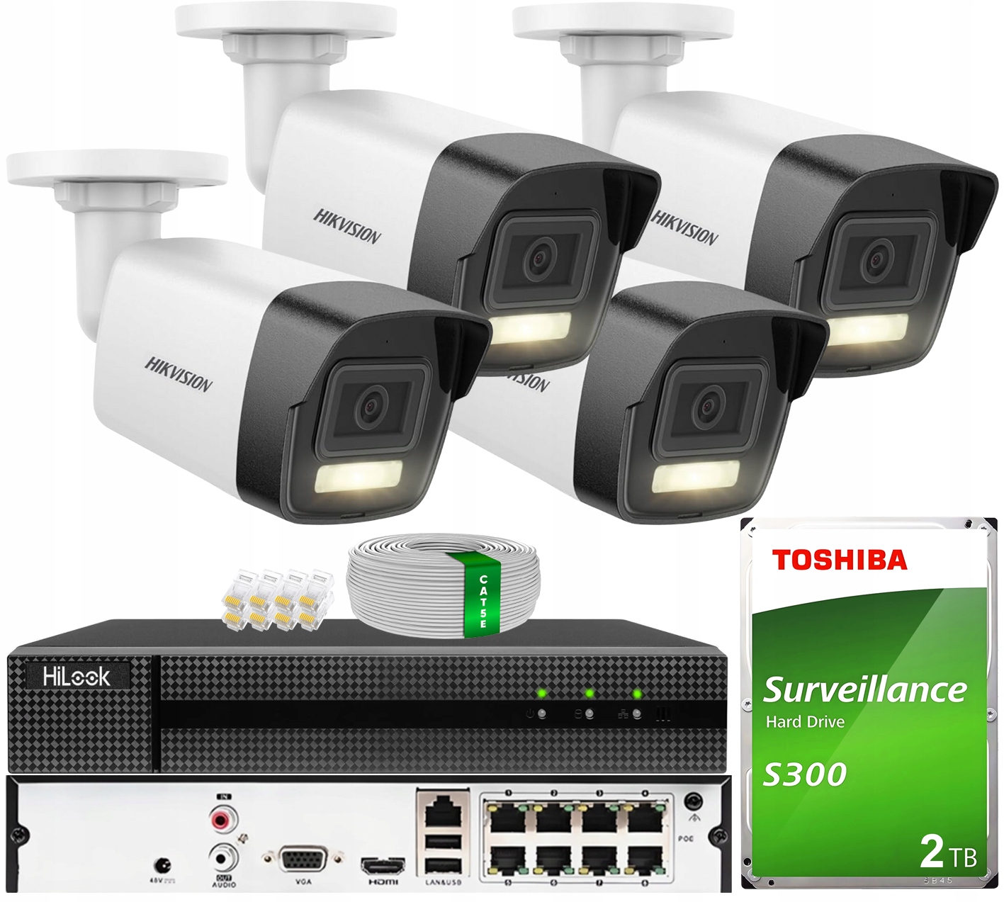 Monitorování Ip 4 Venkovní kamery 6MPx Hikvision Rekordér Disk 2TB