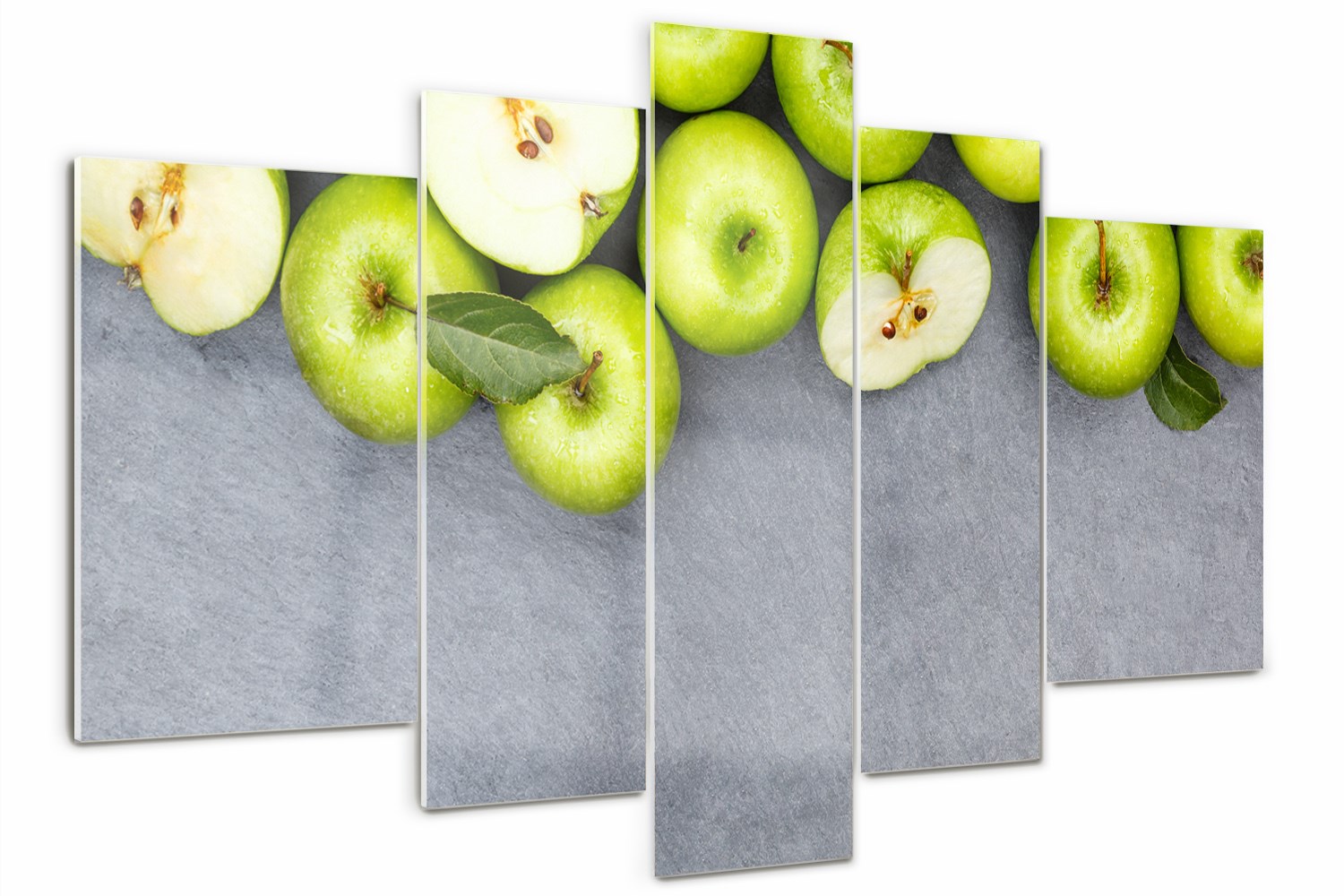 

Obraz szklany tryptyk na ścianę Zielone jabłka