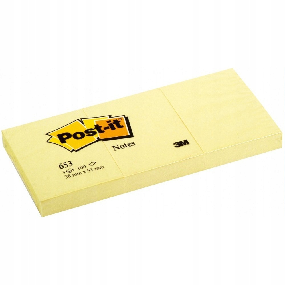 

Bloczki 3M Post-it 653 38x51mm żółte 3x100kartek U