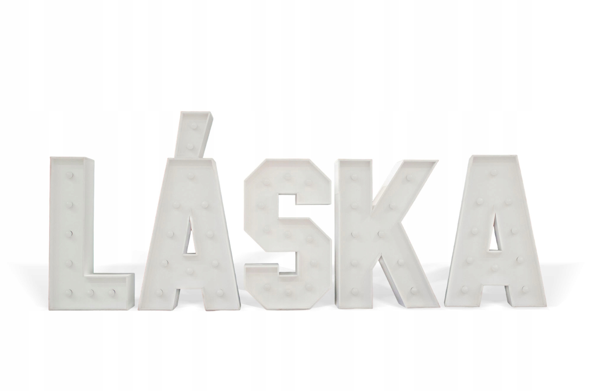 Litery LÁSKA podświetlane żarówkami LED wesele 100