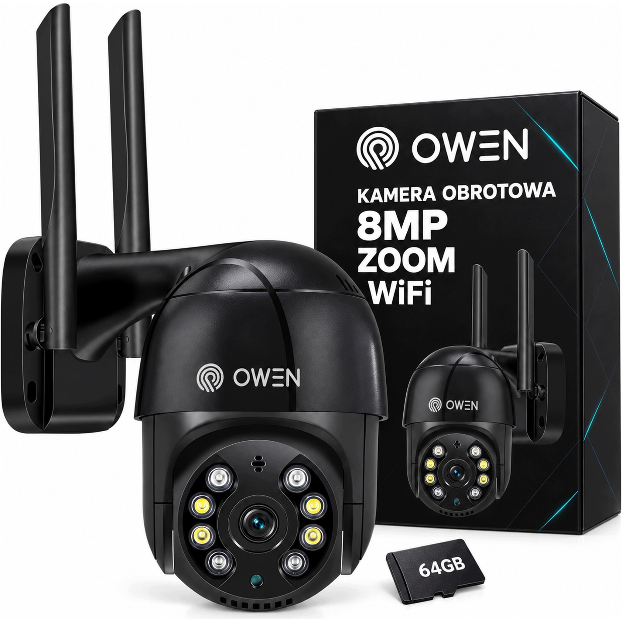 Venkovní WiFi otočná kamera 8MP černá zoom sledování pohybu IP66 Onvif