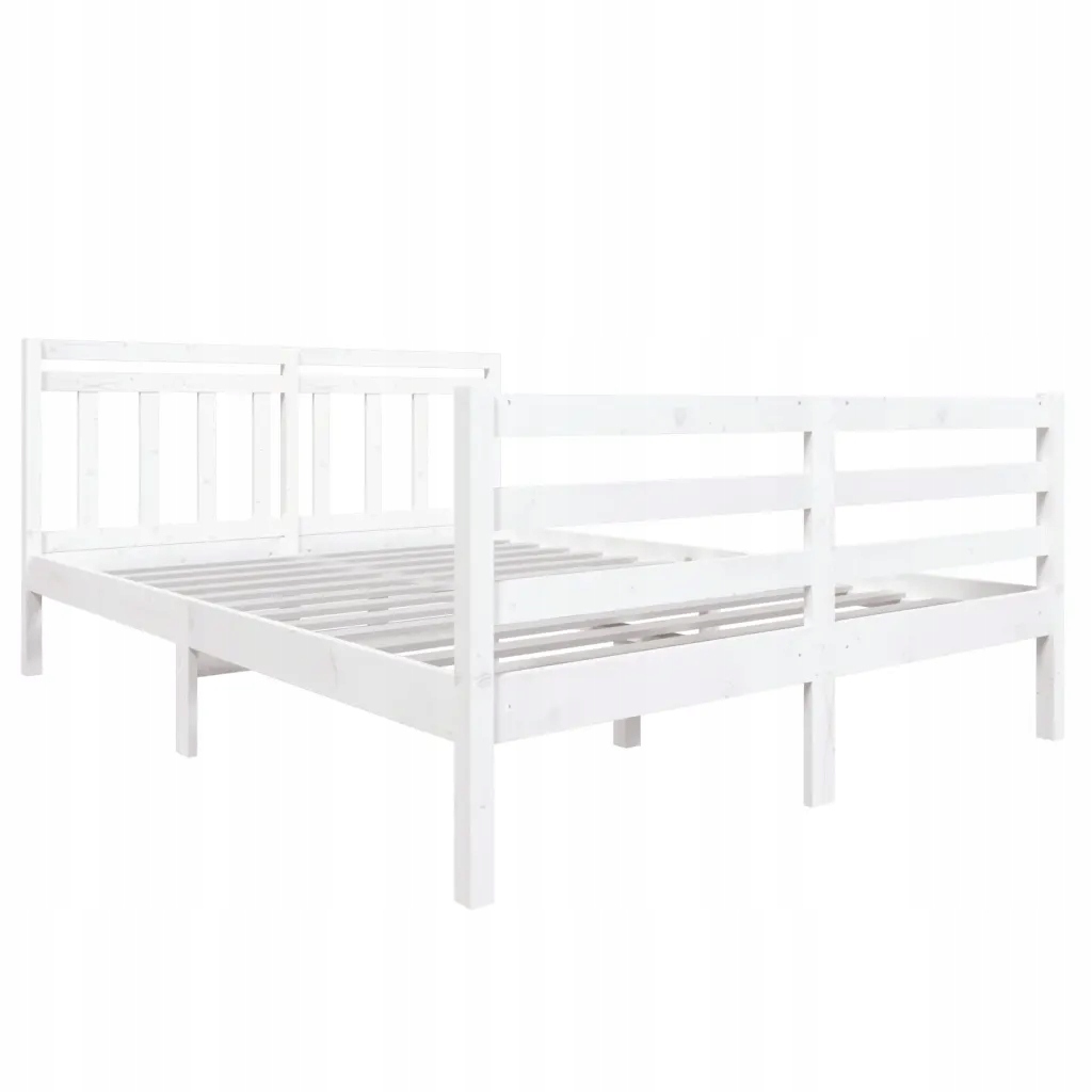 vidaXL Rama łóżka, biała, lite drewno, 140x190 cm Rozmiar (cm) 140x190