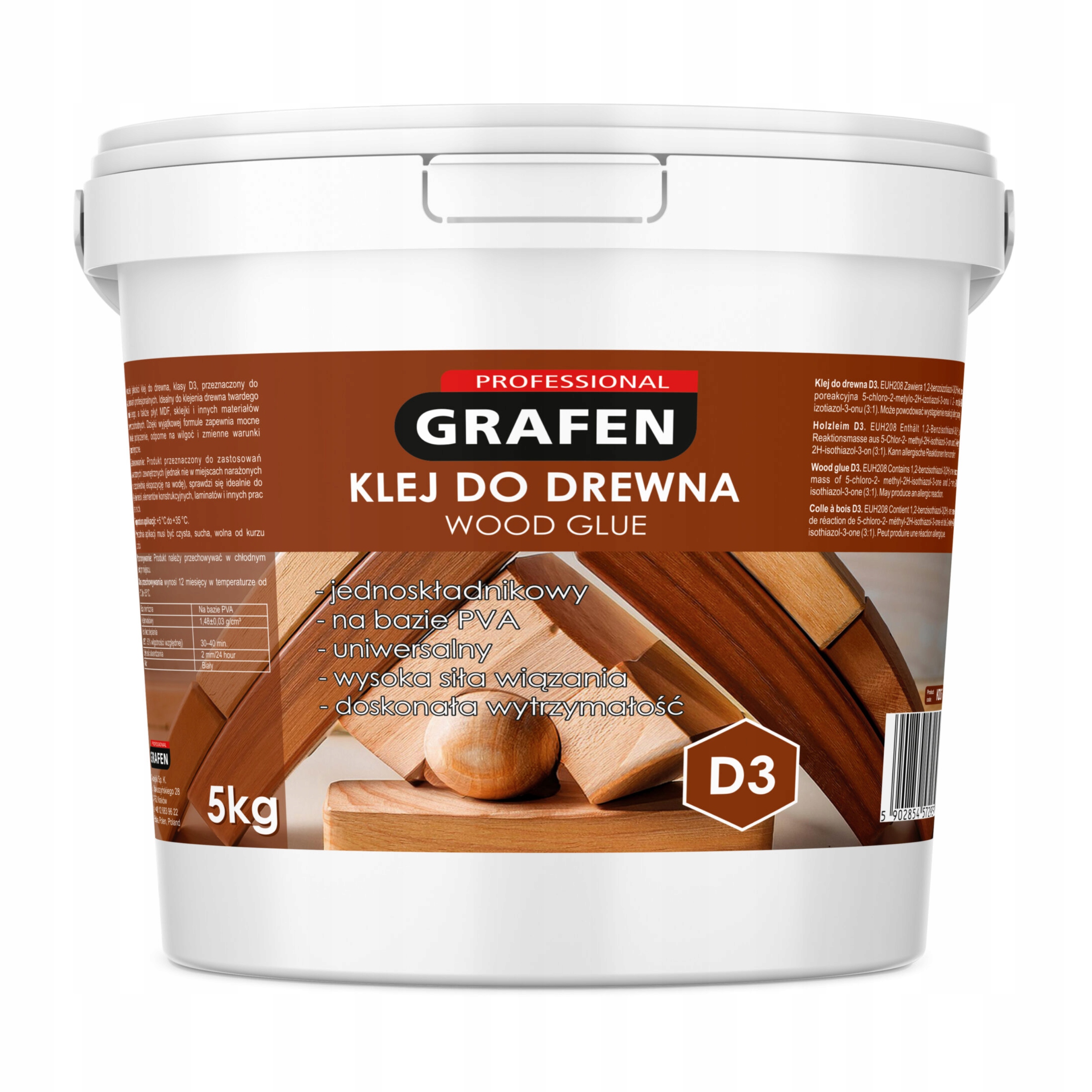 Lepidlo Na Dřevo Truhlářské 5 kg třídy D3 Profesionální voděodolné Bezbarvé