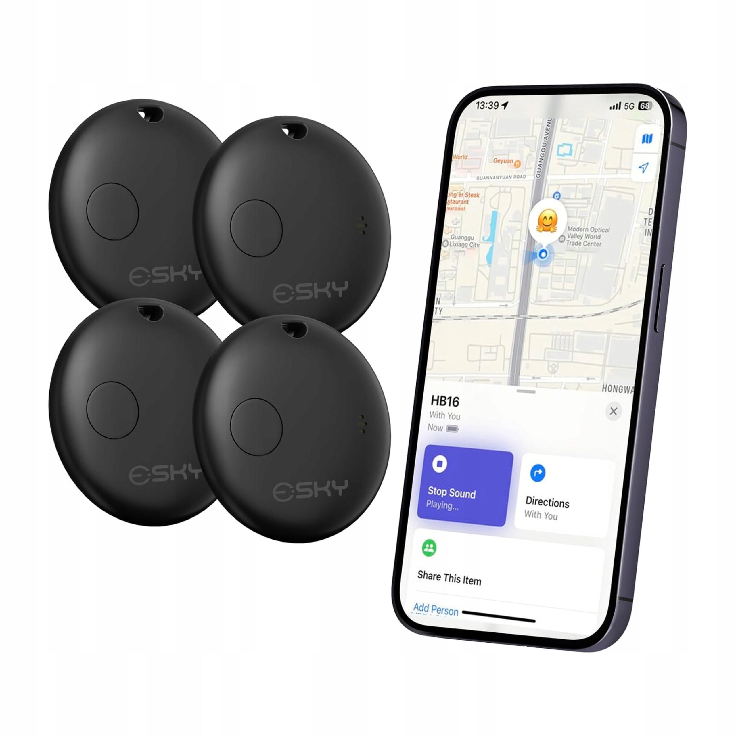 Lokalizator Bluetooth Esky Smart Tag Pro iOS IP67 4 szt klucze bagaż
