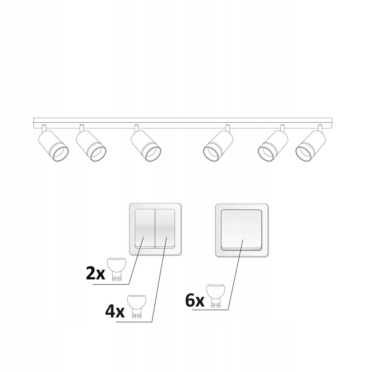 Listwa reflektorowa Paris czarna 6 x GU10 Goldlux Leroy Merlin Marka Goldlux