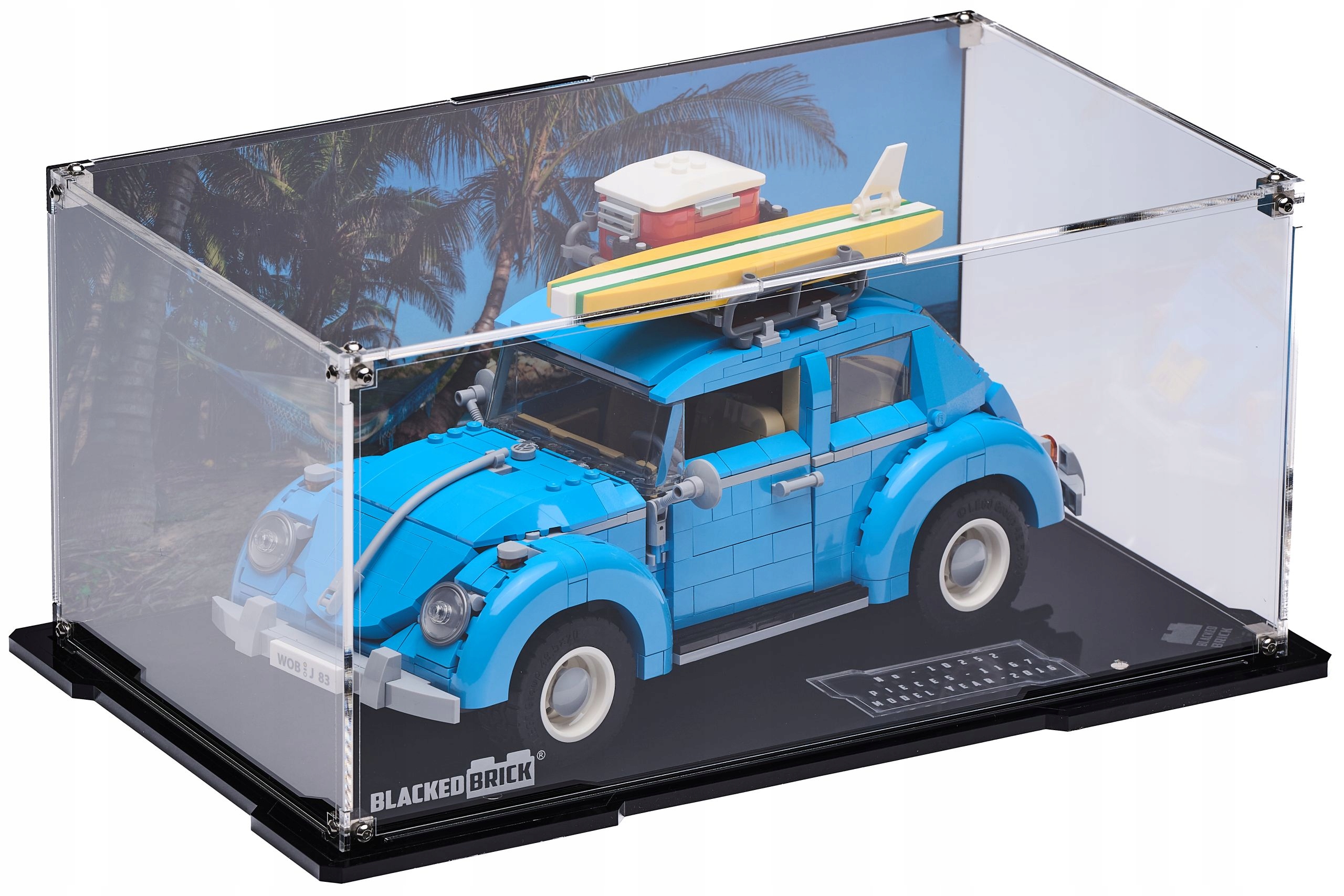 Vitrína s pozadím Blacked Brick pre Lego 10252 Creator Expert Volkswagen Beetle