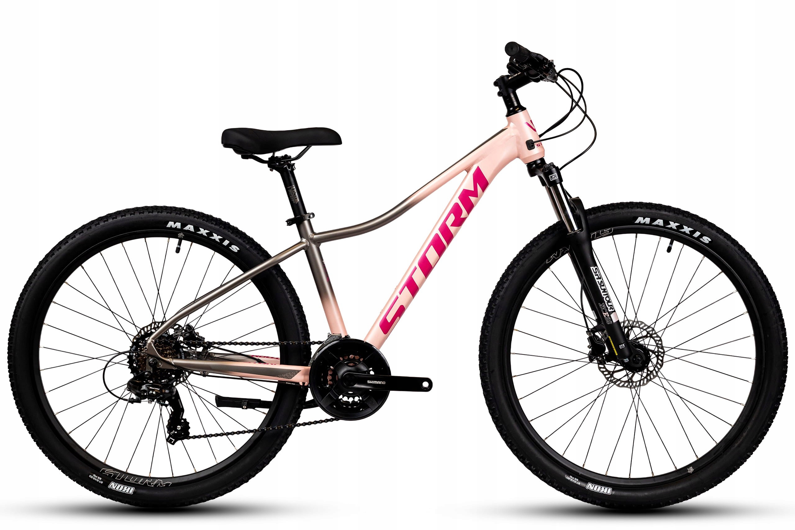 Rower 27,5 Storm Mtb Shark 2.0 D TX300 3X7 2HD 13 Różowo-grafitowy Mat
