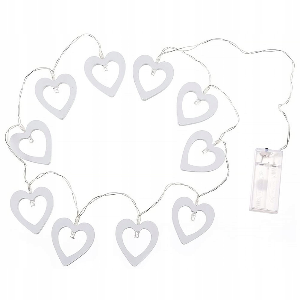 ŁAŃCUCH LED DEKORACYJNY DREWNIANE BRZOSKWINIOWE SERCE