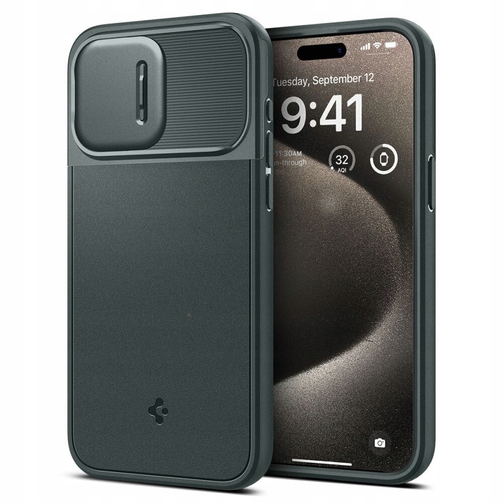 NAKŁADKA Etui do iPhone 15 Pro Max, Spigen Optik Armor Case zielone