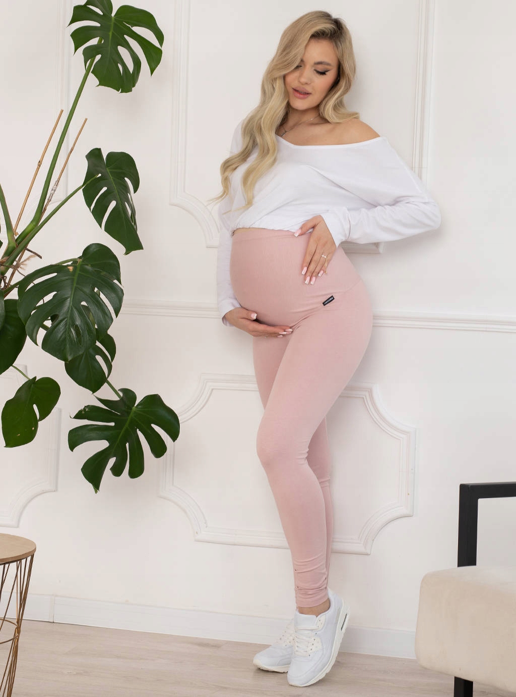 LEGGINSY CIĄŻOWE PLUS SIZE Z PANELEM LEGINSY XL Wzór dominujący bez wzoru