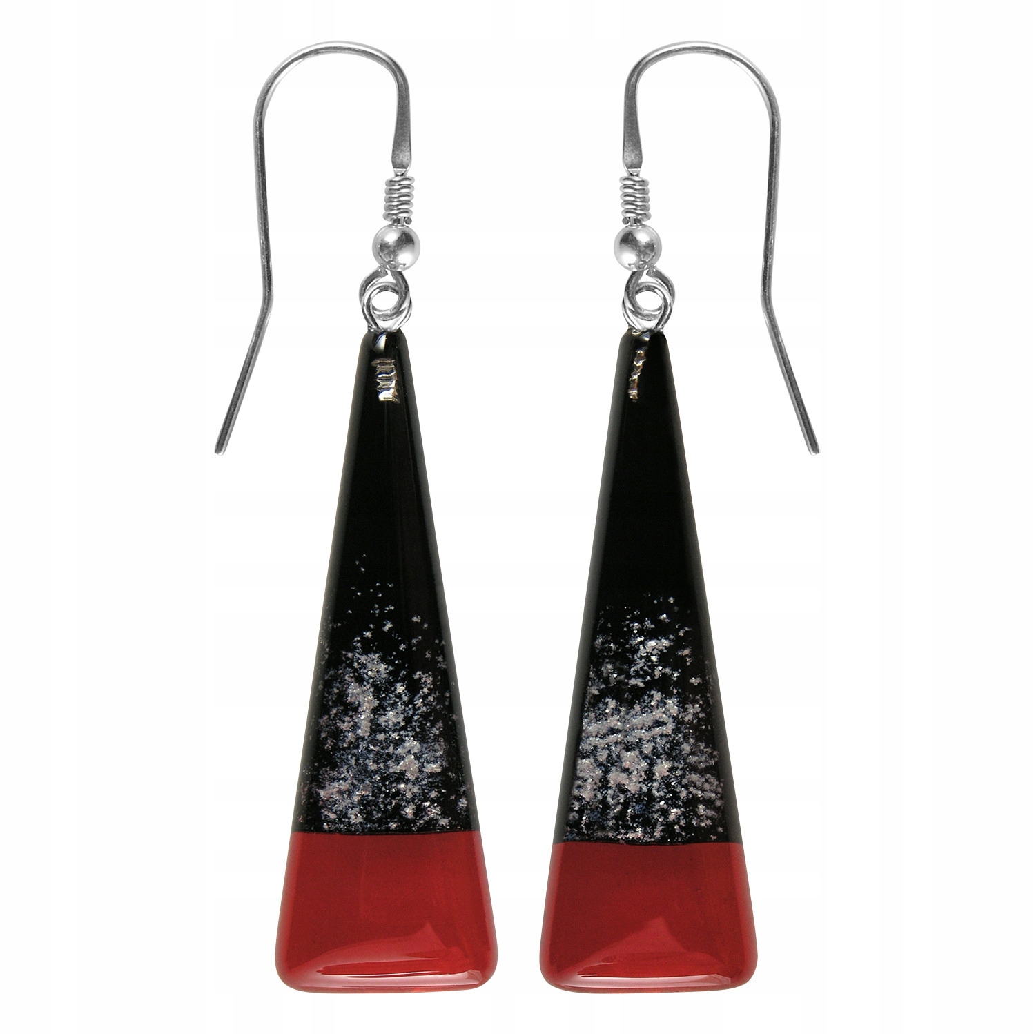 Dámské černé Náušnice Harf, muránské sklo