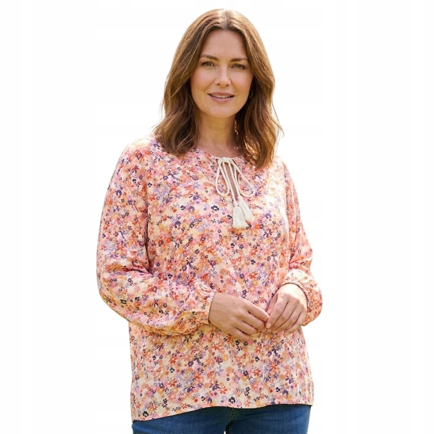 Dámská mikina Femi Stories Soso vzdušná s květinami, lehká z viskózy, velikost vel.